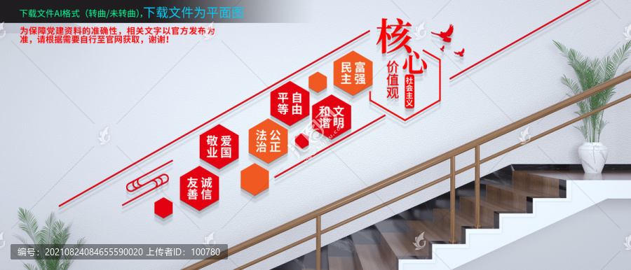 樓梯價(jià)值觀文化墻