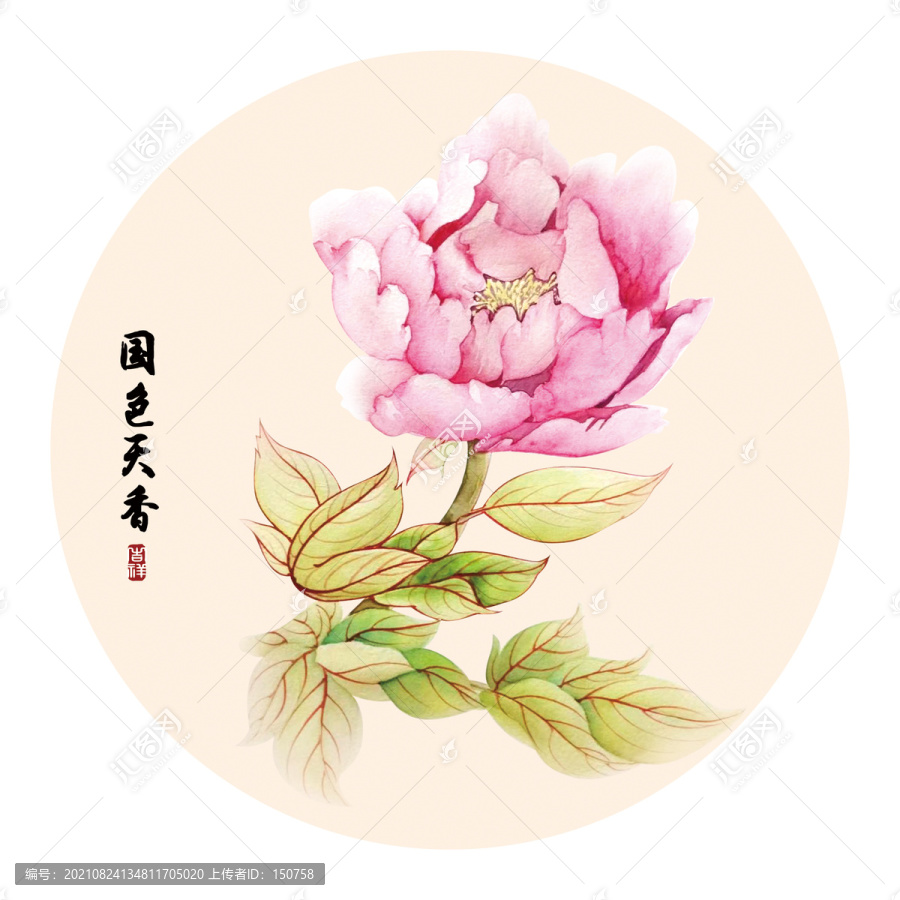 牡丹裝飾畫