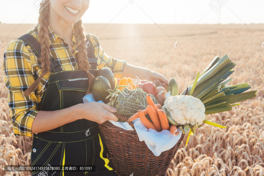 农村环境中提供健康蔬菜的农妇