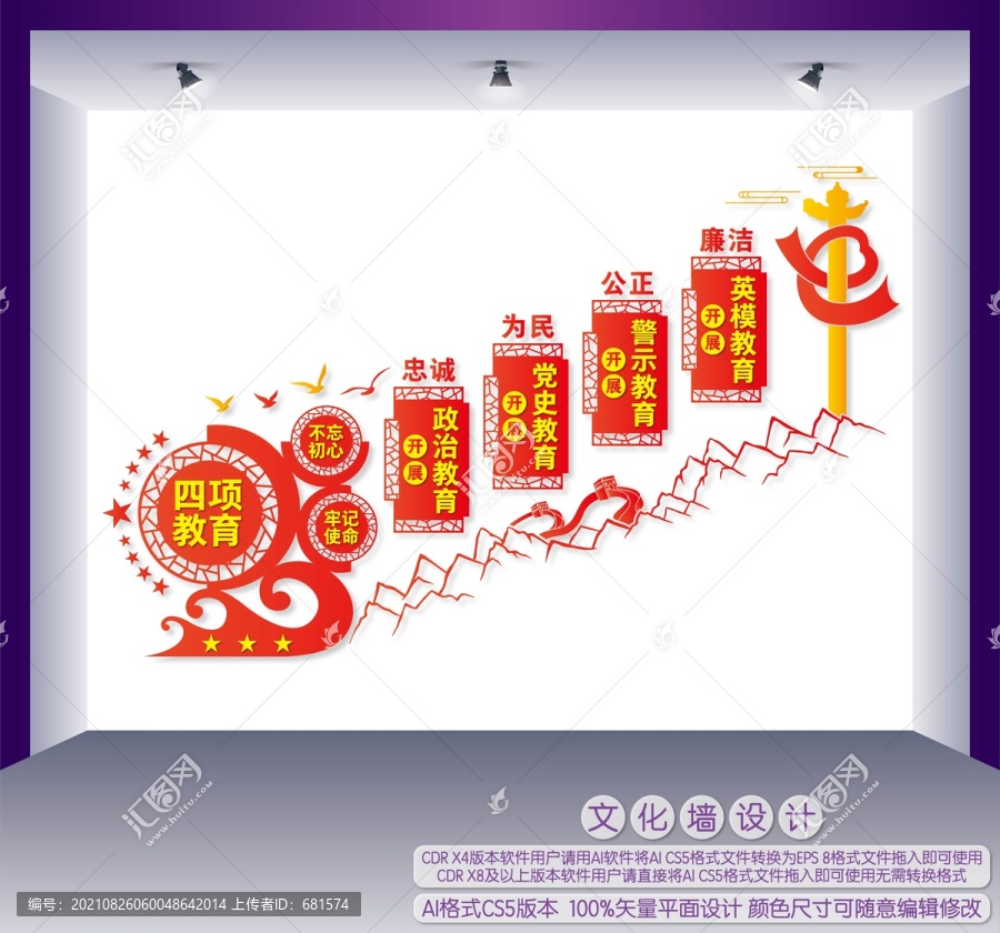 四項(xiàng)教育樓梯間文化墻