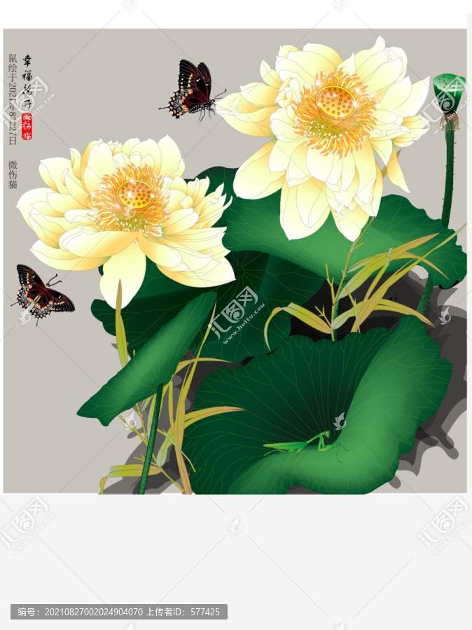 精品蓮花壁畫
