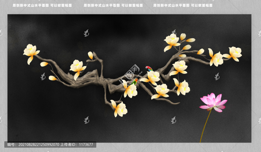 原創(chuàng)花鳥背景墻