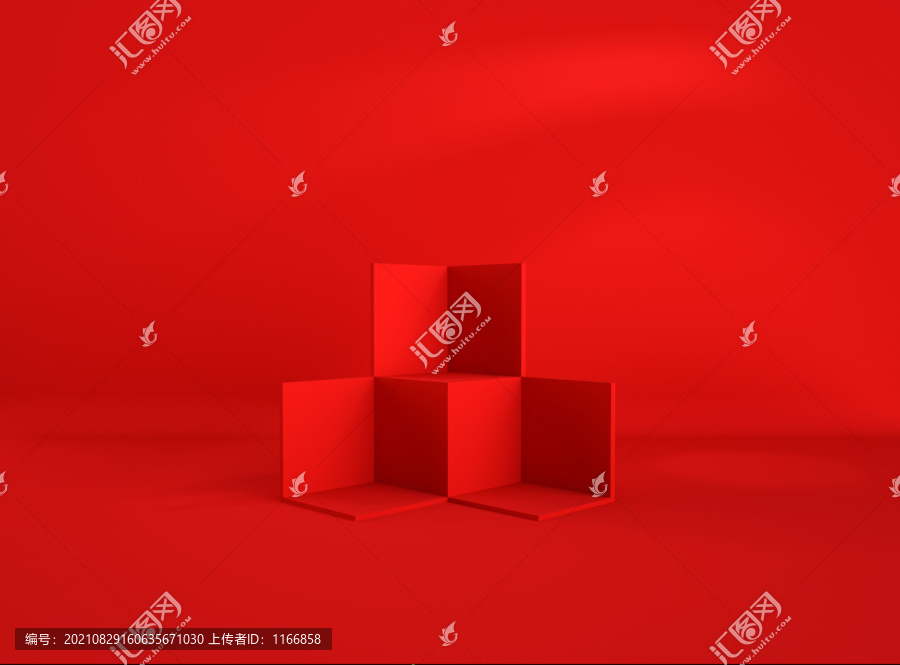 红色立体产品背景海报场景