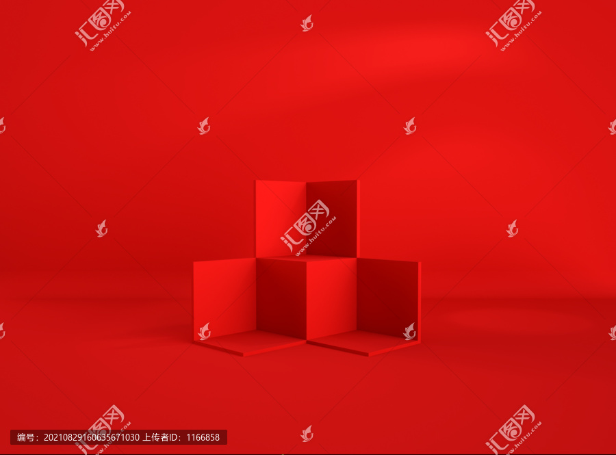 紅色立體產品背景海報場景