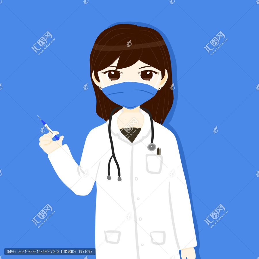手繪拿針的醫(yī)生