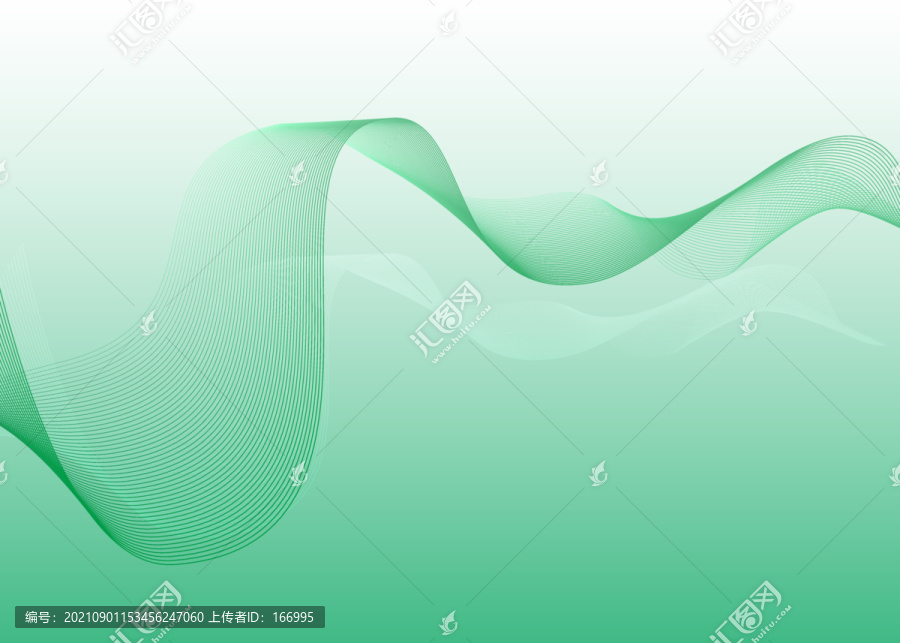 綠色線條漸變波浪線抽象背景