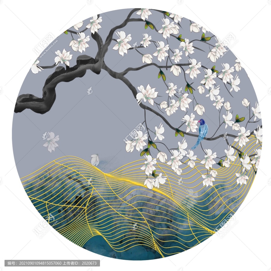 圓形中式花鳥