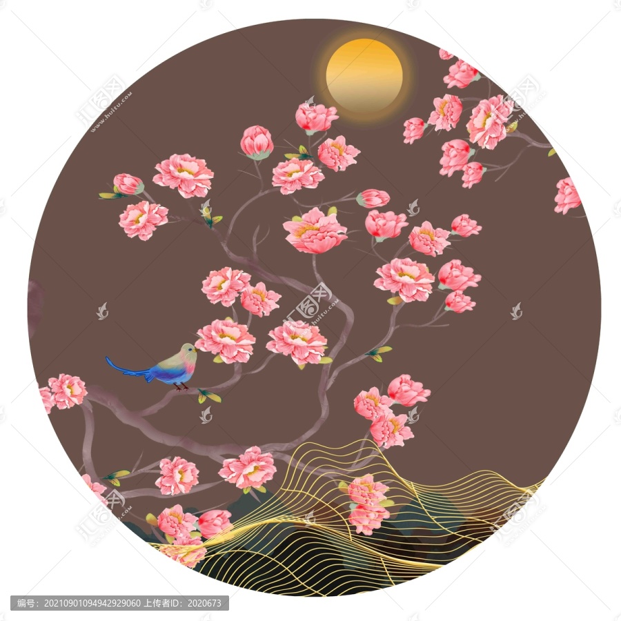 手繪牡丹花
