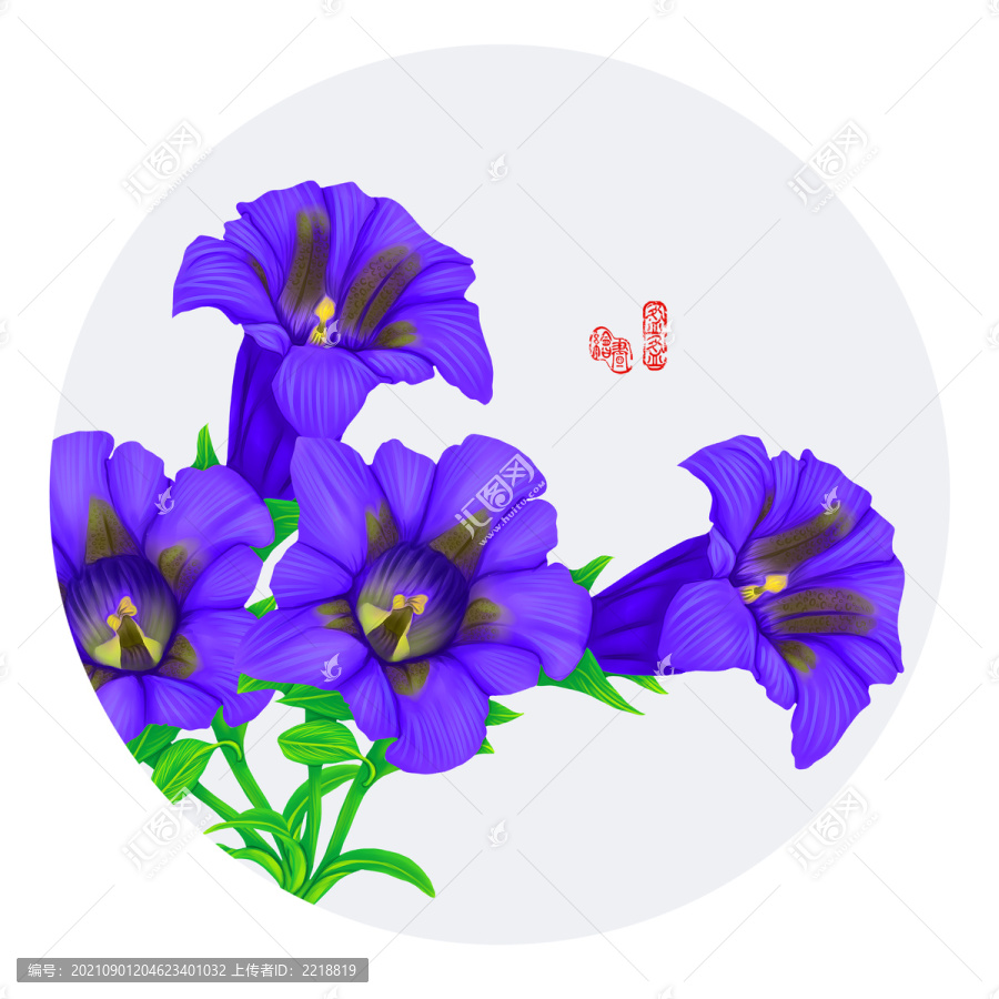手繪龍膽花