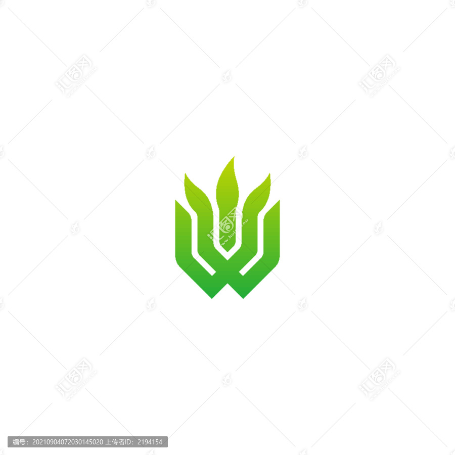 W字母樹葉火焰LOGO標志