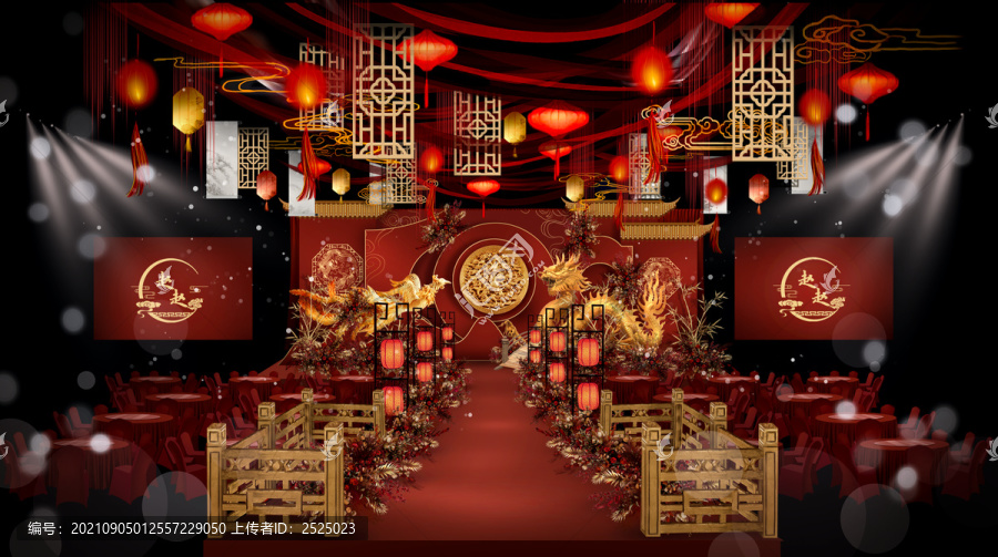 中式龍鳳婚禮舞臺(tái)