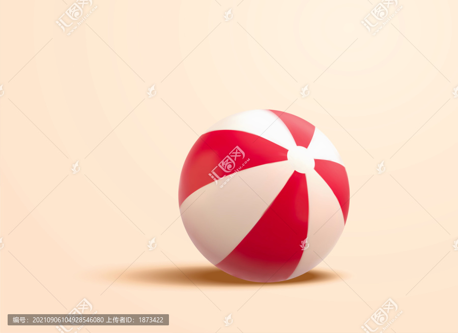 三维红白相间沙滩球