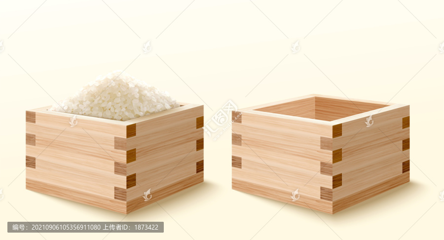 木制米升與白米素材