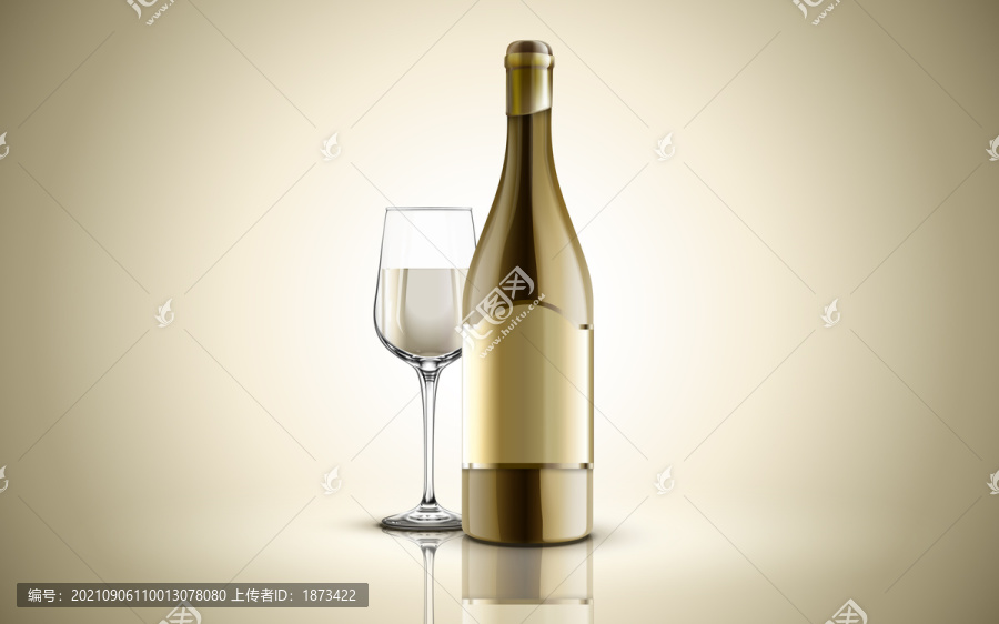 金色香槟酒瓶高脚杯元素