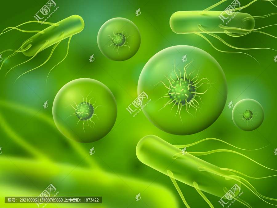 綠色透明微生物三維空間背景