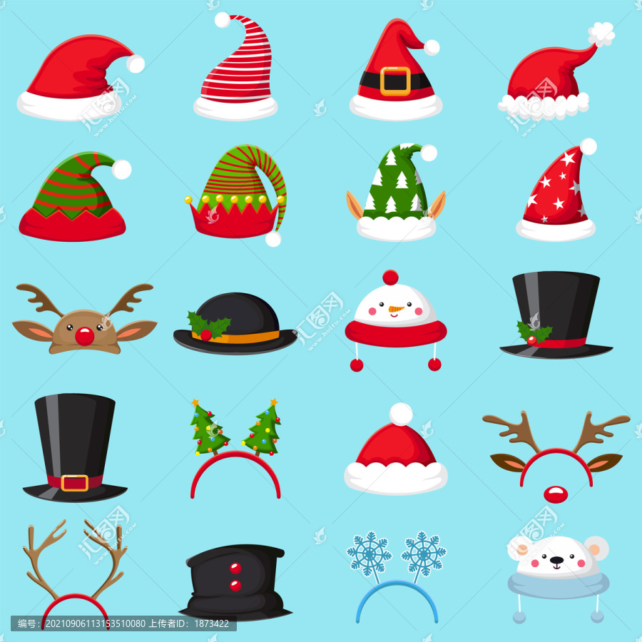各种创意风格圣诞帽装饰素材背景