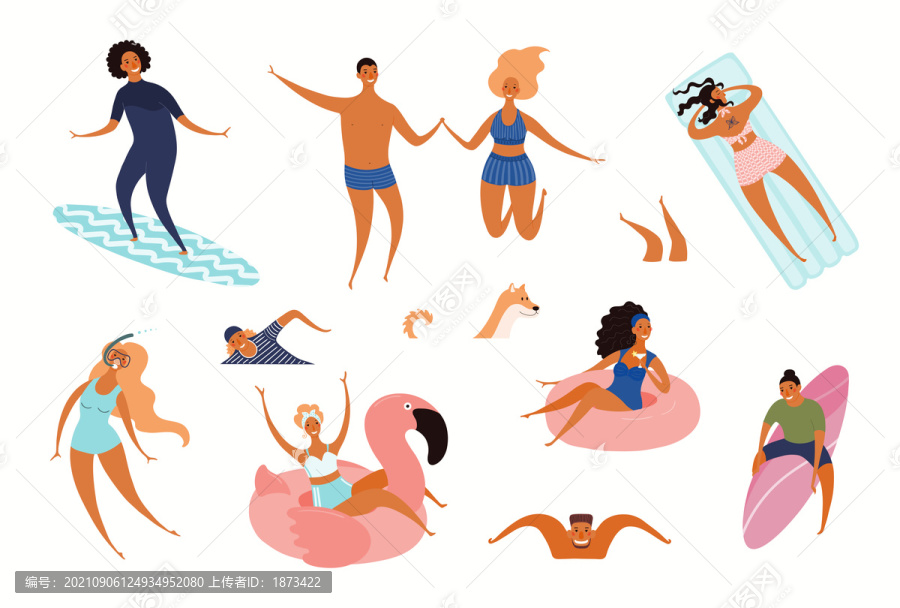 各種海邊休閑活動集合插圖