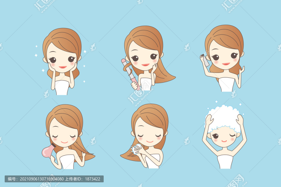 女人洗護(hù)創(chuàng)意設(shè)計插圖