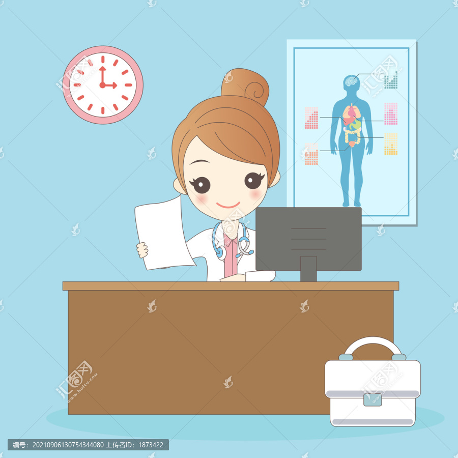 女醫(yī)生辦公創(chuàng)意設計插圖