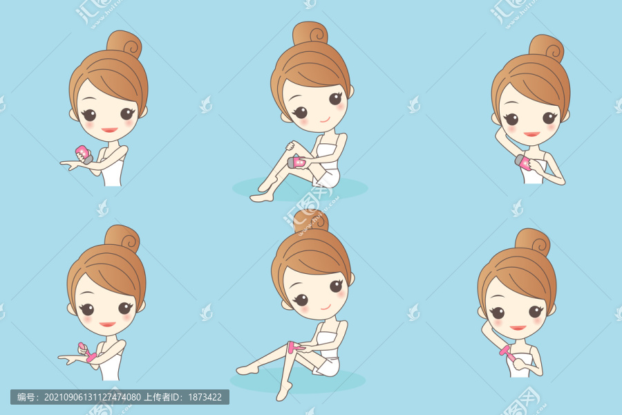 進行除毛保養(yǎng)的女生插圖合集
