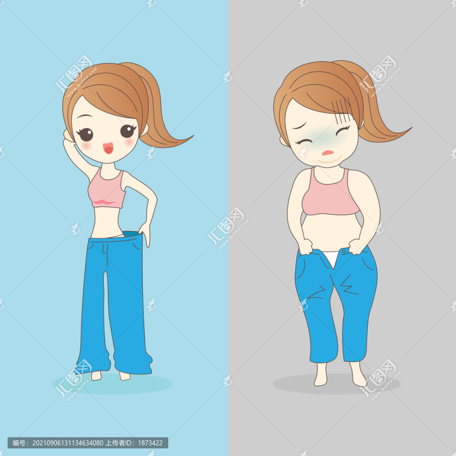 女生減肥前后對(duì)比插圖