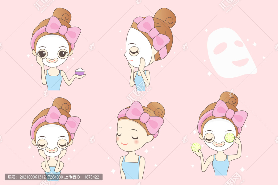 少女享受黃瓜護(hù)膚面膜插圖