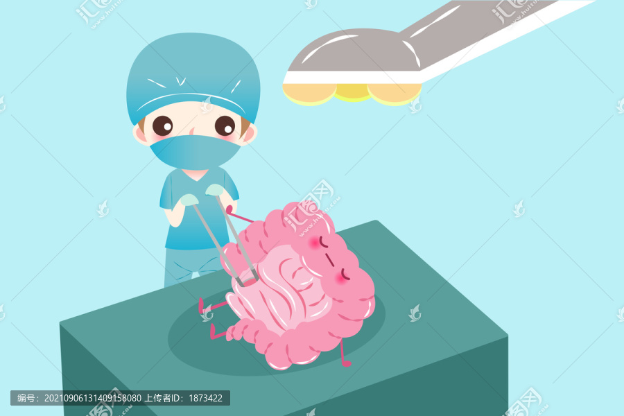 醫(yī)生進(jìn)行腸道手術(shù)卡通插圖