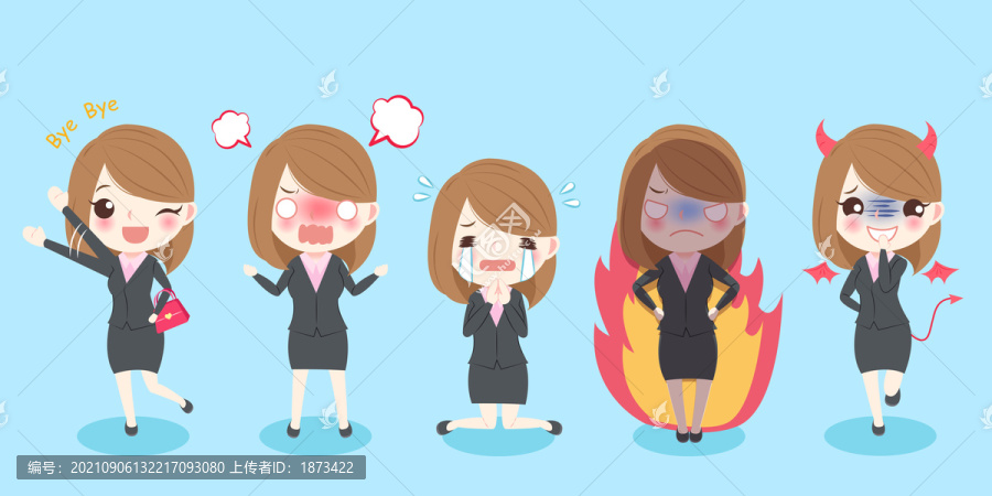 上班族女性各種有趣表情包貼圖