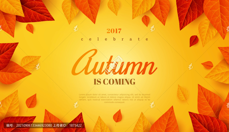 迎接秋天叶子层叠排列彩色背景插图