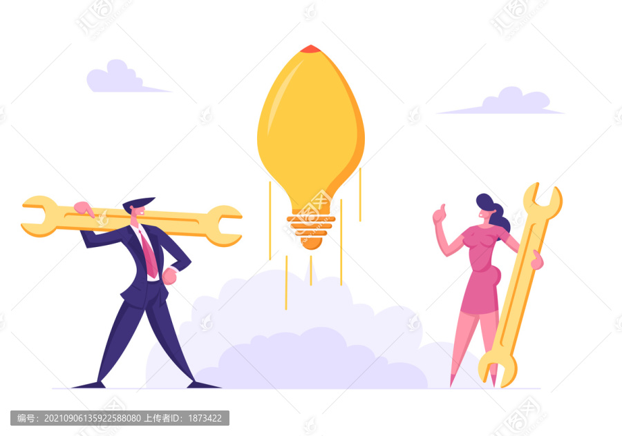 創(chuàng)業(yè)人士發(fā)動新創(chuàng)火箭商業(yè)概念插圖