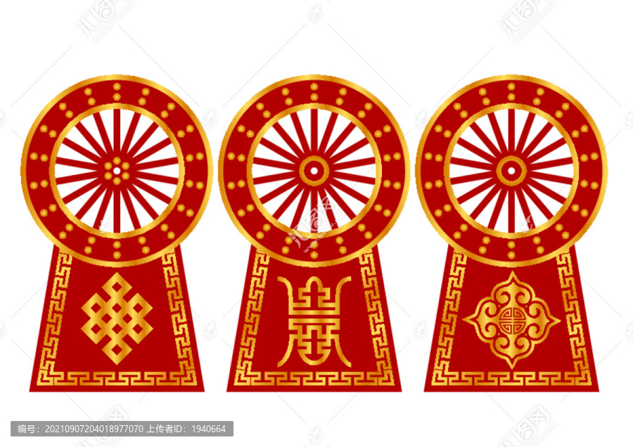 蒙古族勒勒車紅色矢量