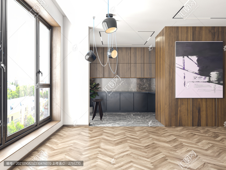 現(xiàn)代客餐廳3D場景家具空景