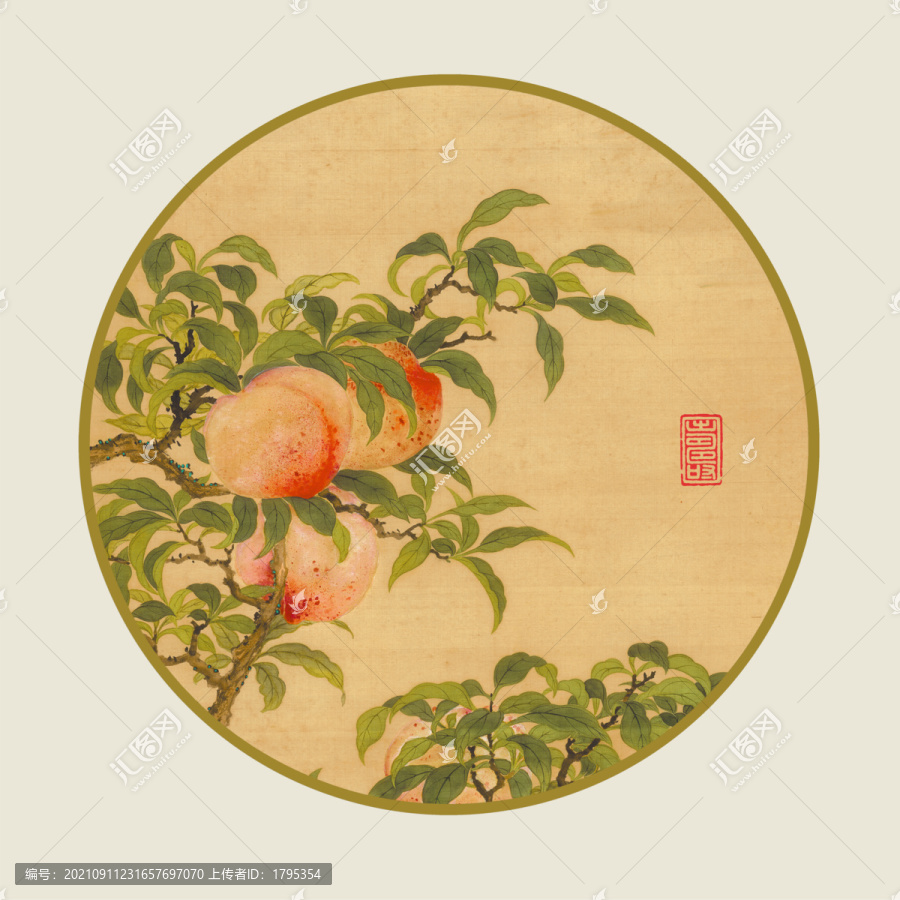 中國風(fēng)壽桃裝飾畫
