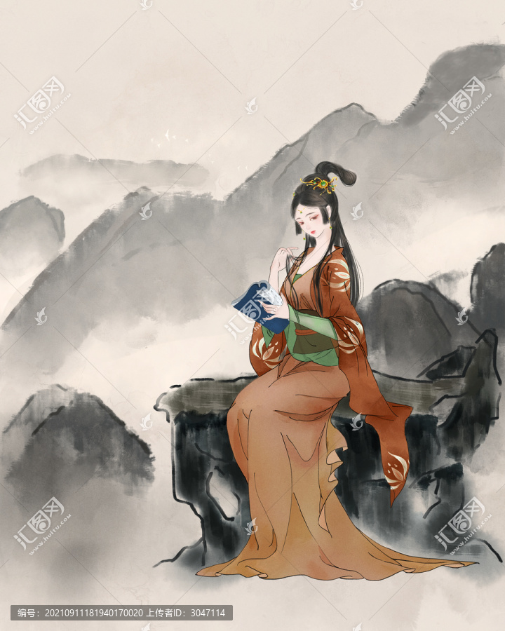 水墨唐朝美女圖