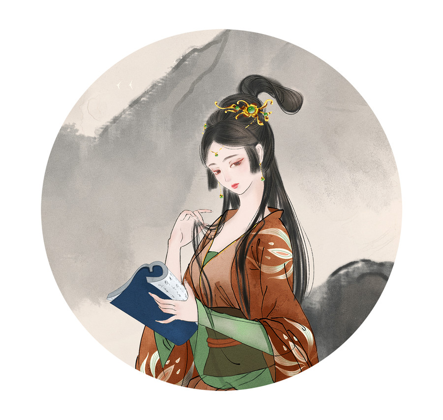 水墨唐朝美女圖