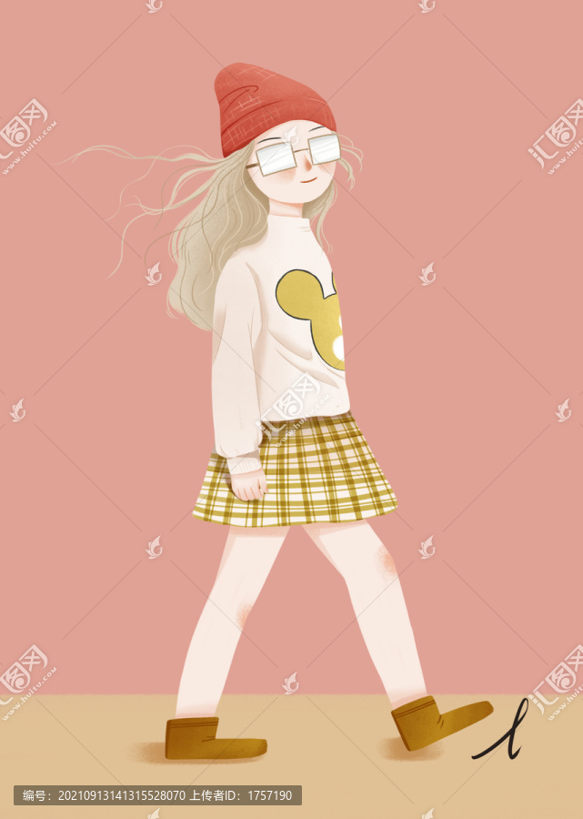手繪小女孩