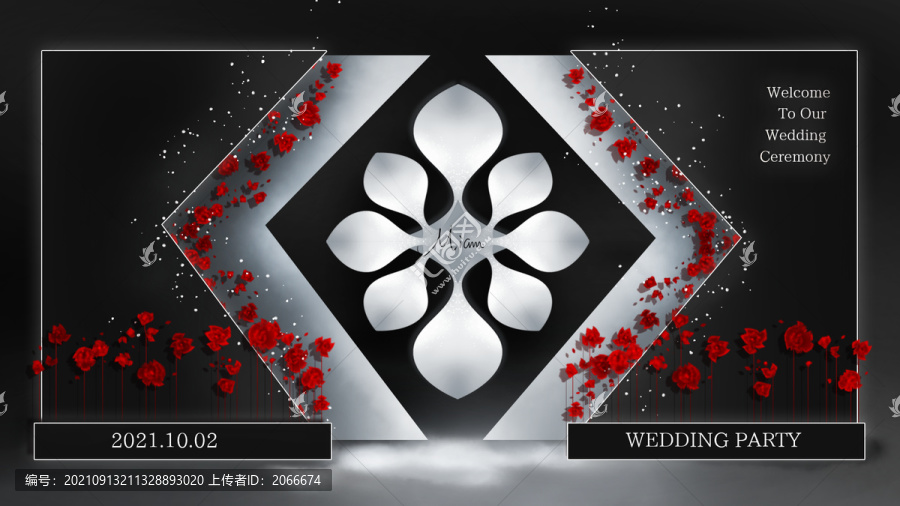紅黑色秀場風婚禮儀式區(qū)效果圖