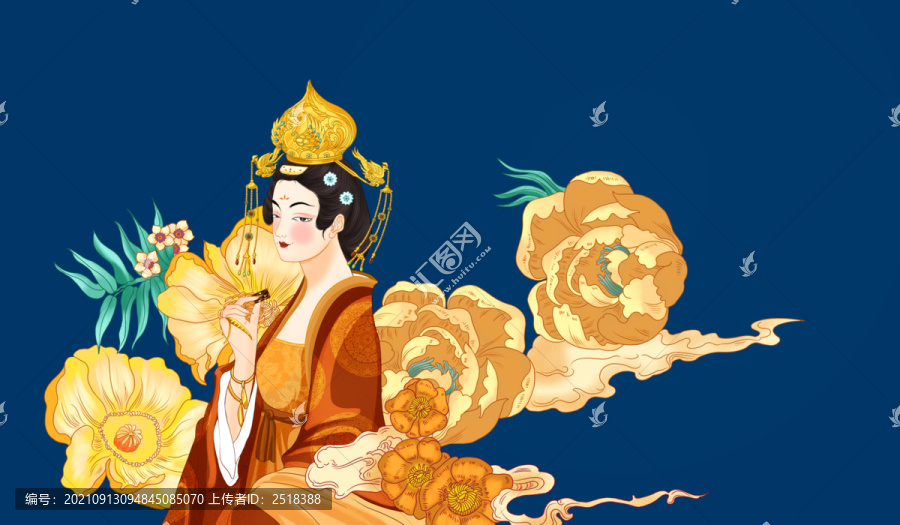 阿膠糕包裝插畫貴妃插畫
