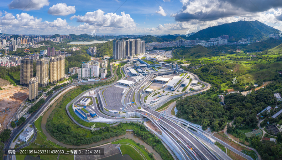 中国深圳市罗湖区莲塘口岸航拍