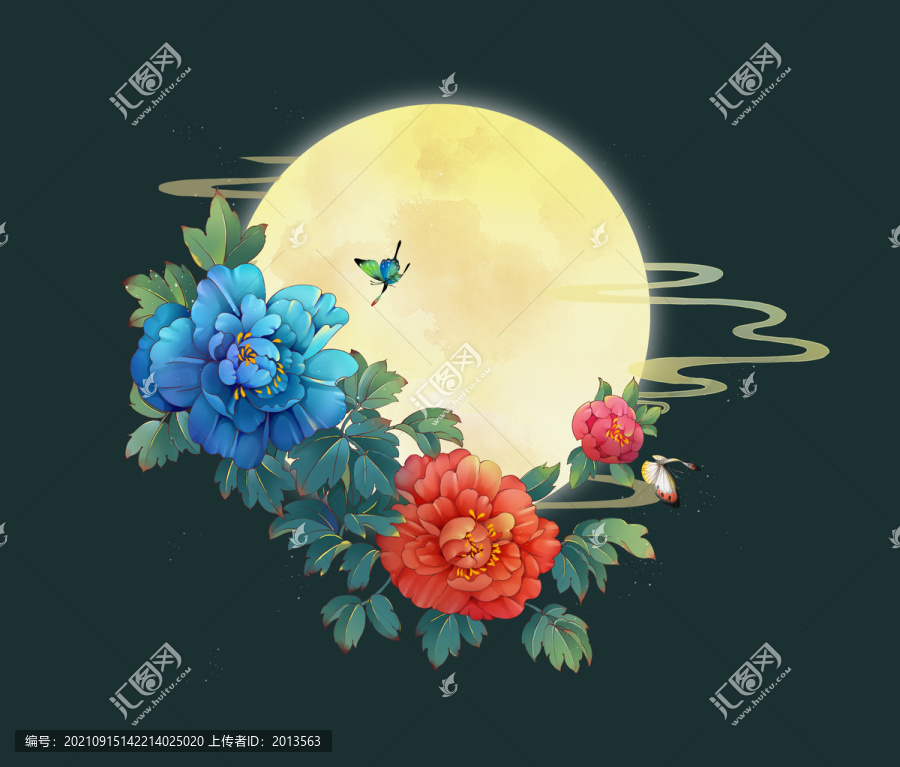 中秋插畫花好月圓