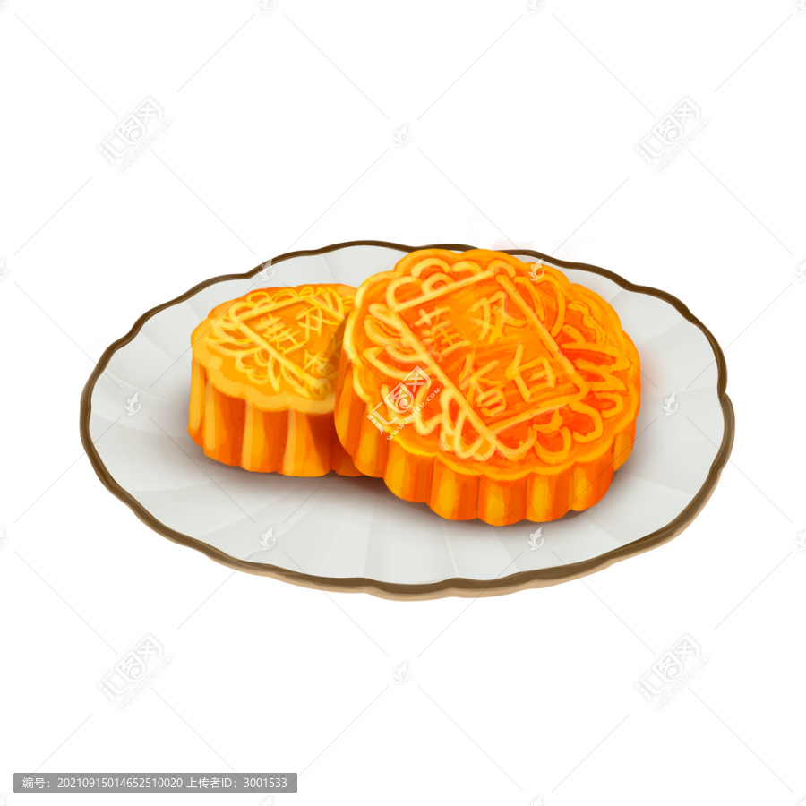 手繪蘇式月餅插畫