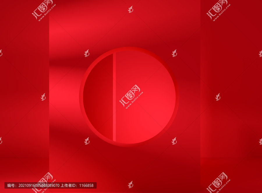 紅色C4D美妝背景