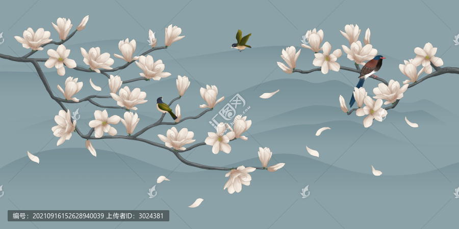 玉蘭花鳥圖