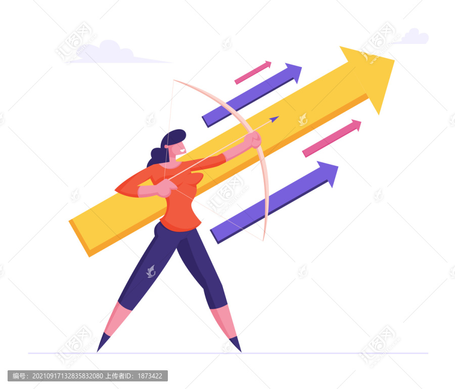 進(jìn)行射箭運(yùn)動(dòng)鍛煉的女生插圖