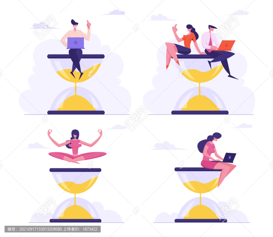 公司里充分掌握與規(guī)劃時(shí)間的員工插圖