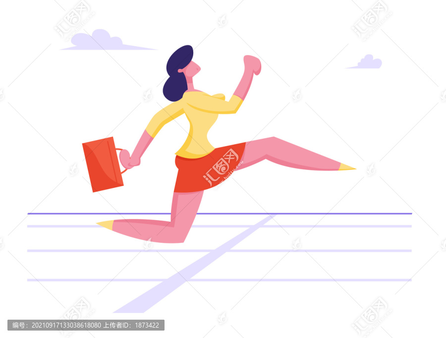 工作賽道上努力奔跑至終點(diǎn)的員工插圖
