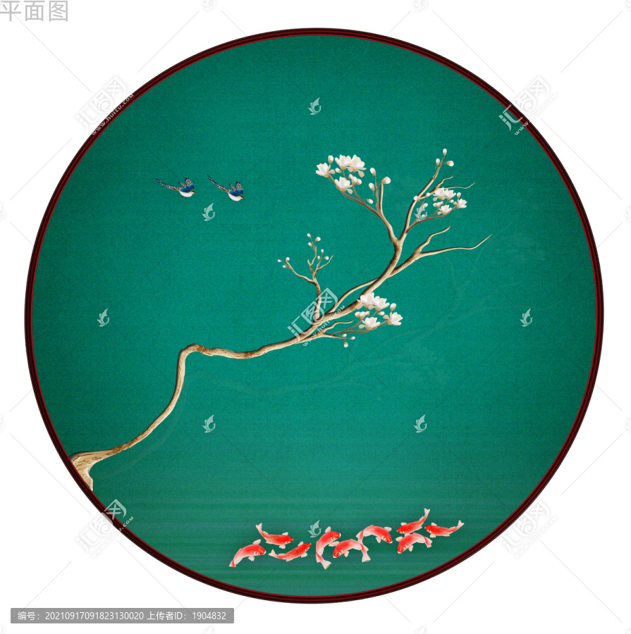 圓形花鳥(niǎo)裝飾畫