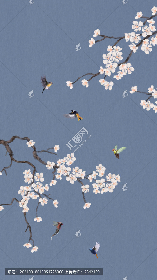 中式梅花花鳥圖