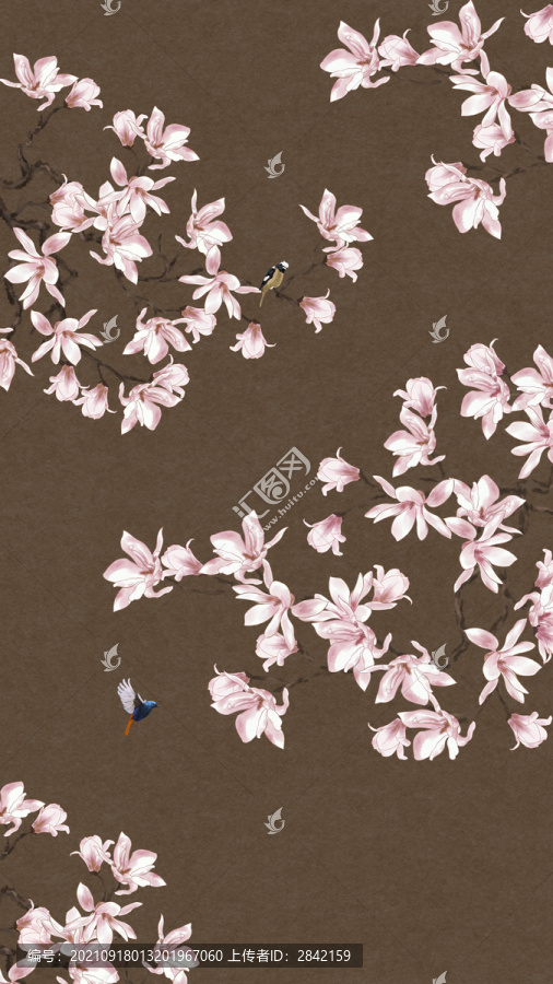 中式玉蘭花鳥屏風(fēng)