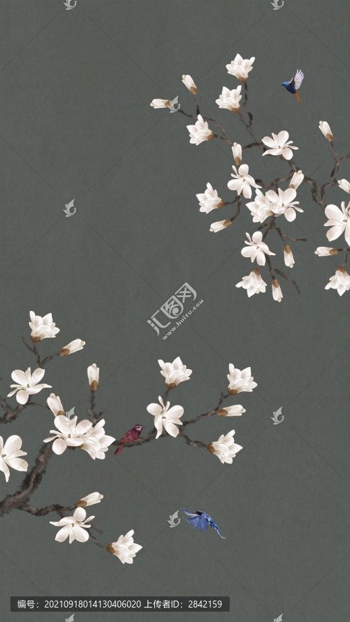 玉蘭花鳥(niǎo)屏風(fēng)